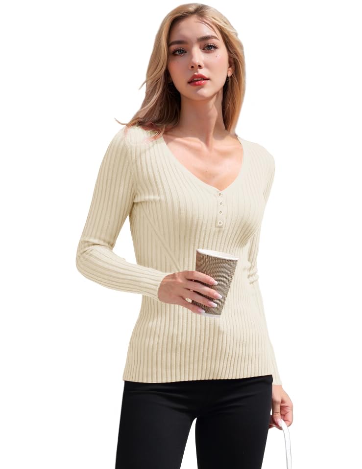 Amazon.com: v28 Women Tops Long Sleeve V Neck Henley Button Up