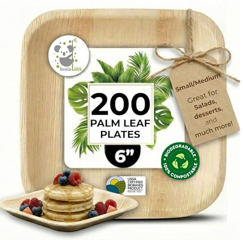 10 Best Palm Leaf Plates Perfect for Eco-Friendly Entertaining 5 KoalaLove 200 Bulk Bamboo Disposable Palm Leaf Plates