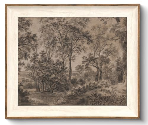 Framed Canvas Wall Art for Living Room Decor, Vintage Neutral Brown Woodland Landscape Painting Farmhouse Canvas Prints Artwork, Antique Wall Pictures Decor for Bedroom Gallery Office, Bathroom Wall Decor - 10x12Inch