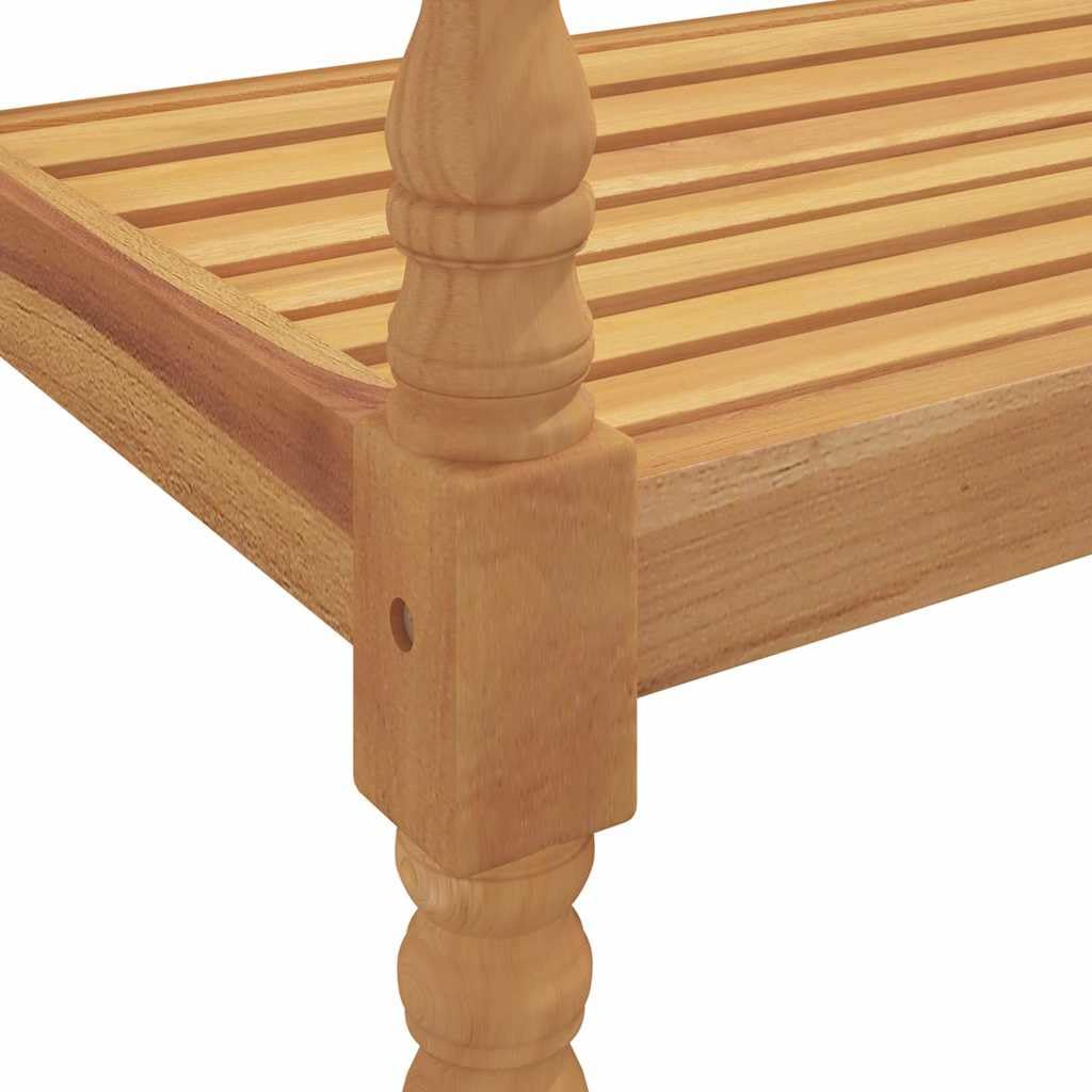 Batavia Ławka ogrodowa z drewna tekowego z podłokietnikami i oparciem, rzeźbiona ławka drewniana do użytku na zewnątrz, 150 cm lite drewno ławka do siedzenia z dekoracyjnymi rzeźbieniami