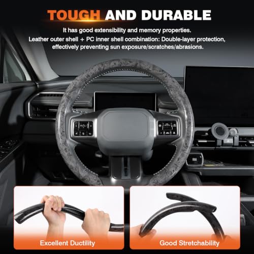 Image of Cartist Upgrade Steering Wheel Cover Universal for Car, PC Strength and PVC Leather for Steering Wheel Protector, Breathable Non-Slip Enhance Driving Experience, Open-Type Easy to Install - (Black)