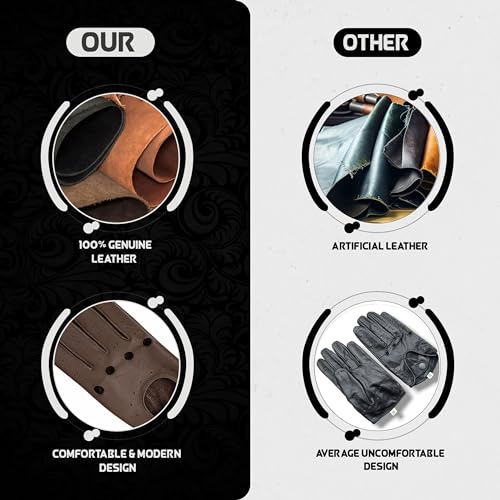 Image of M&H Since 1978 Driving Gloves for Men - Mens Leather Car Gloves
