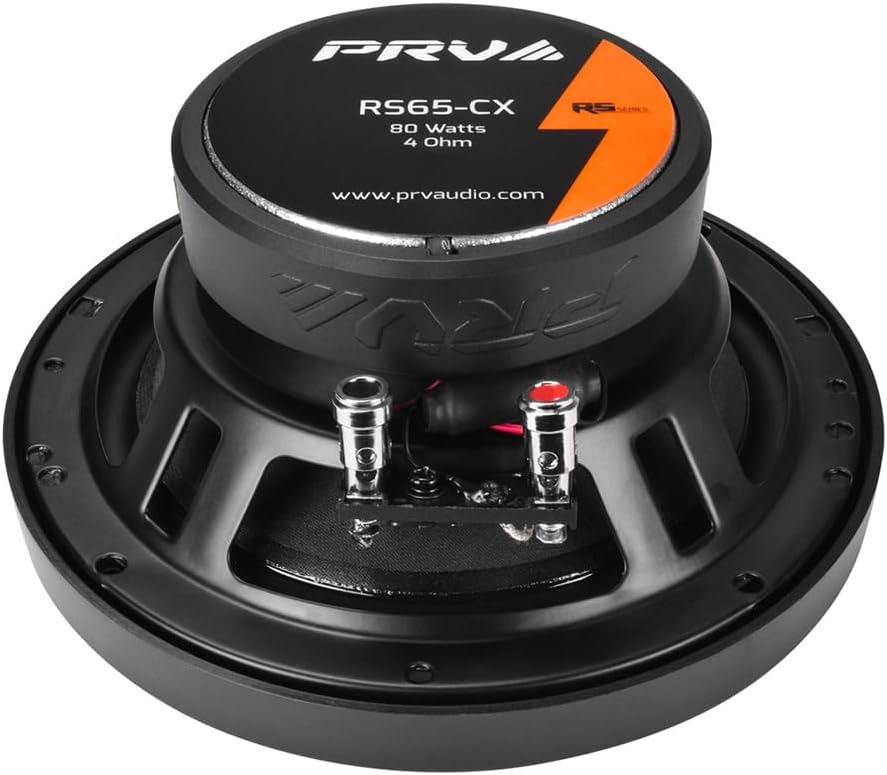 PRV AUDIO 6.5 Inch 2-Way Car Coaxial Speakers 160 Watts per Pair 4 Ohm RS65-CX, Premium Speaker Built-in Neodymium Tweeters with Grill Included - Great for Car Stereo Sound System (Pair)