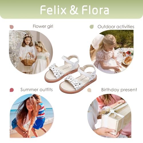 Image of Felix & Flora Toddler Girl Sandals - Little Girl Easter Dress Shoes Lightweight Open Toe Beach Holiday Flats