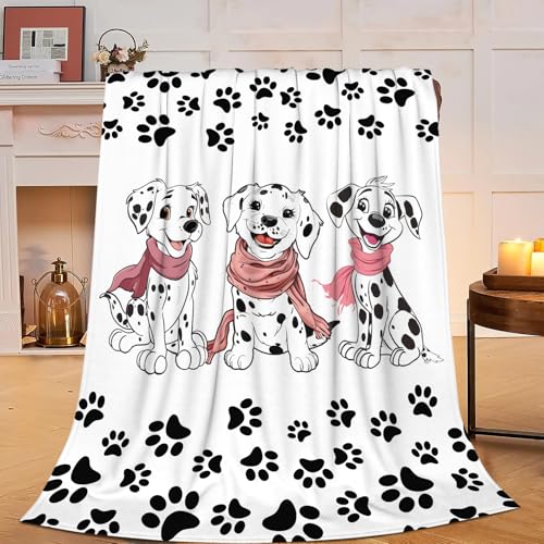 Dalmatian Blanket Dog Puppy Fleece Throw Blanket Super Soft Warm Cozy Fuzzy Plush Dogs Blanket Gifts for Girls Boys Kids Room Decor 40