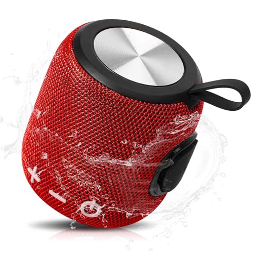 Bluetooth Speaker: Powerful Stereo Sound, IPX7 Waterproof, True Wireless Stereo Pairing, Portable Design, Latest Bluetooth V5.2 - Perfect for LG Stylo 3 Plus, Beach, Outdoor, Home, Parties- Red