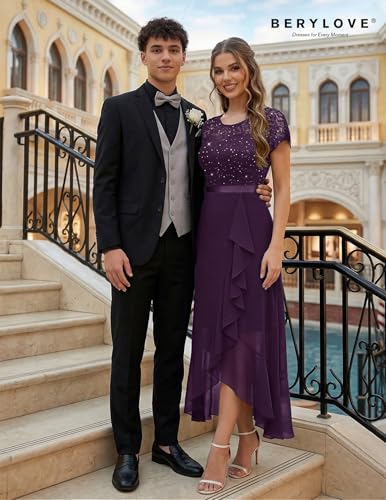 Image of BeryLove Formal Dresses for Women 2026 Wedding Guest with Slit Cocktail Elegant Lace Long Prom Dress