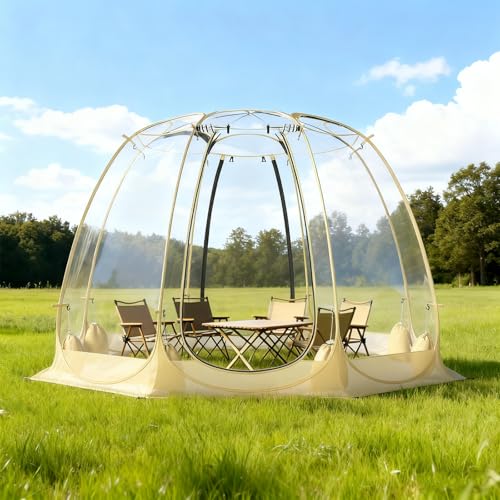 GYMAX Transparentes Pop up Zelt, faltbares Kuppelzelt für...