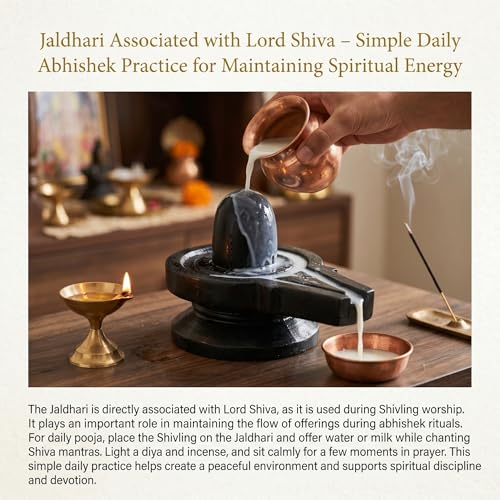 Image of PANDIT NM SHRIMALI Jaldhari for Shivling Natural Stone Damru Shape 4 Inch | Black Jaldhara for Narmadeshwar Shiva Lingam | Jaladhari for Jal Abhishek, Shiv Pooja, Home Puja Temple Handcrafted