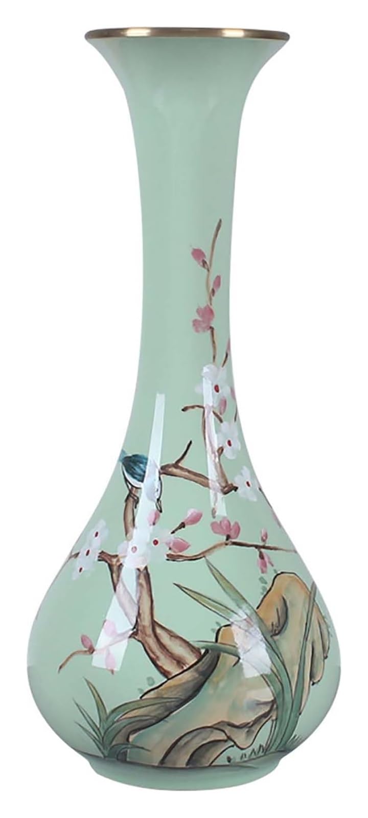 SnamicE Vase Tabletop China Style Copper Vase 19cm/7.5 Inches Tall Antique Vase Flower Bottle Floor Flower Vases for Chinese Tall Small Vase Vessel Decor,