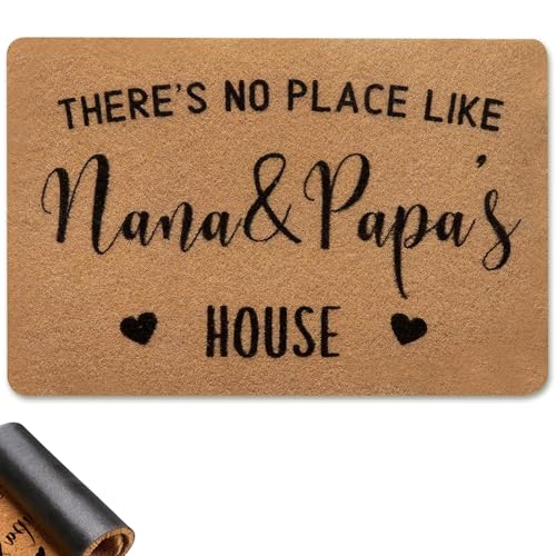 Nana and Papa Gifts from Grandkids - 16.9x27.6 Inch Doormat for Grandma and Grandpa Fade Resistant Welcome Mat with TPR Backing for Front Porch Entryway Decor