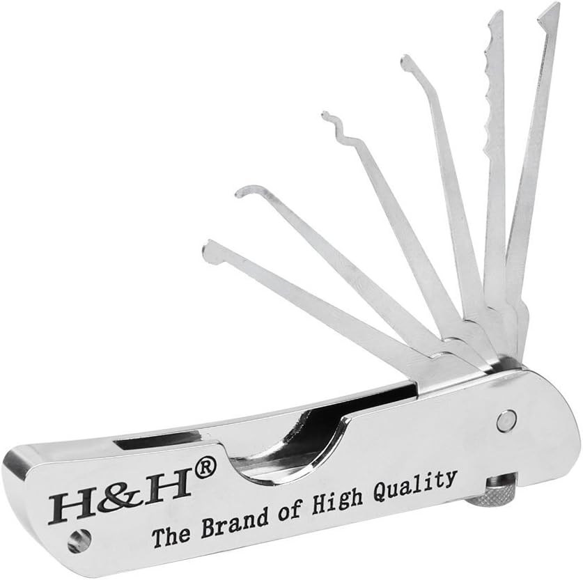 CONBEE H&H Lock Folding Single Hook Picks Portable Padlock Training Tool Set Jackknife Locksmith Repairing Tools