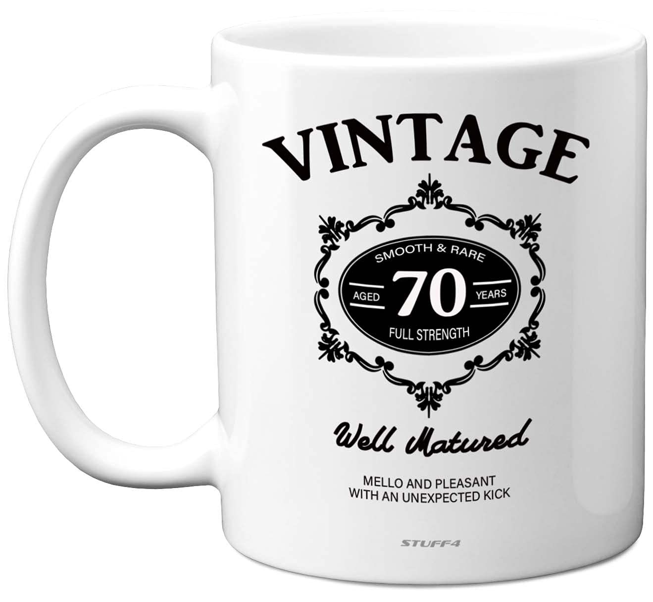 Stuff4 Men's 70 Vintage Th Birthday Mug With Black Lettering, 11Oz Ceramic Dishwasher Safe Premium Mugs, Th Birthday Gifts For Gifts For A Year Old Man, Him