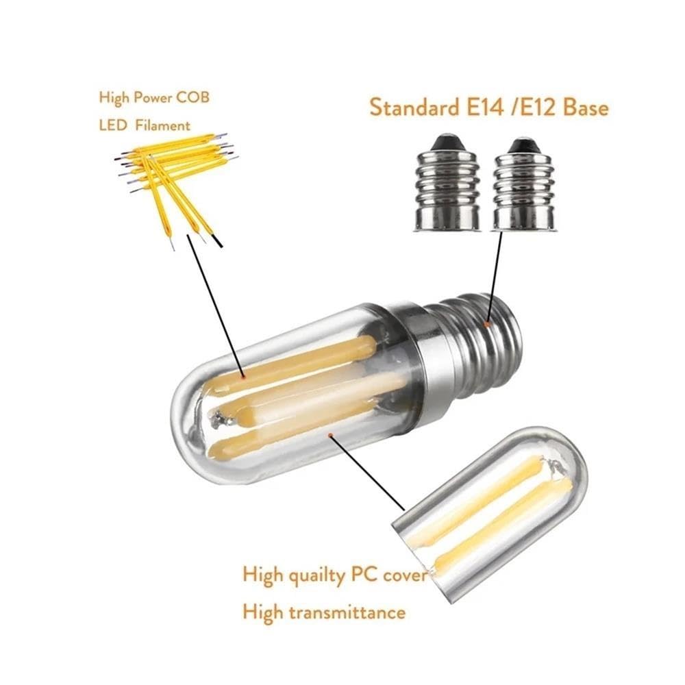 YSJX Lighting, Confezione da 20 lampadine a filamento LED AC220V E14 1W/2W/4W Mini lampade COB for frigorifero, frigorifero e congelatore, illuminazione for macchina da cucire Lampadine per la casa(Wa