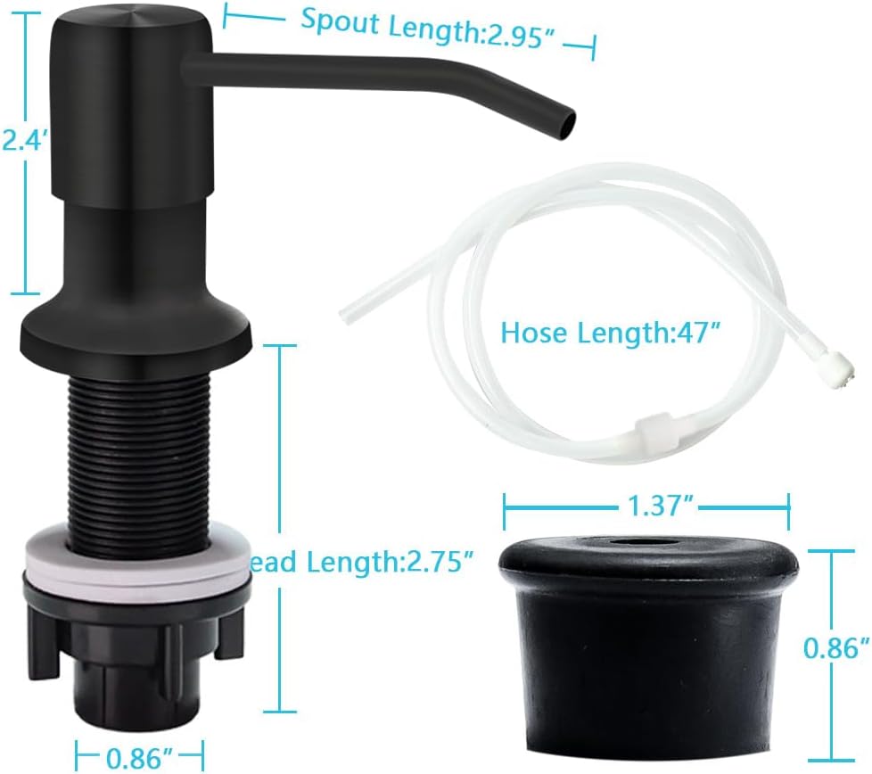 Soap Dispenser for Kitchen Sink, Countertop Soap Dispenser Pump, 47" Silicone Extension Tube Connect to The Soap Bottle Directly, Say Goodbye to Frequent Refills (Black) - Image 7