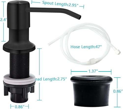 Miniatura 7 de Dispensador de jabón para fregadero de cocina, bomba dispensadora de jabón de encimera, tubo de extensión de silicona de 47 pulgadas que se conecta