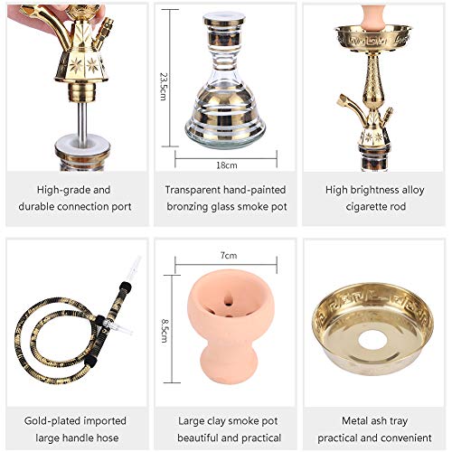 CJCJ-LOVE Arabische Shisha Mit 1 Schlauch, Filterglas Acryl Shisha Set Große Kapazität Bar Arabische Tabakpfeife Metall… – Bild 8