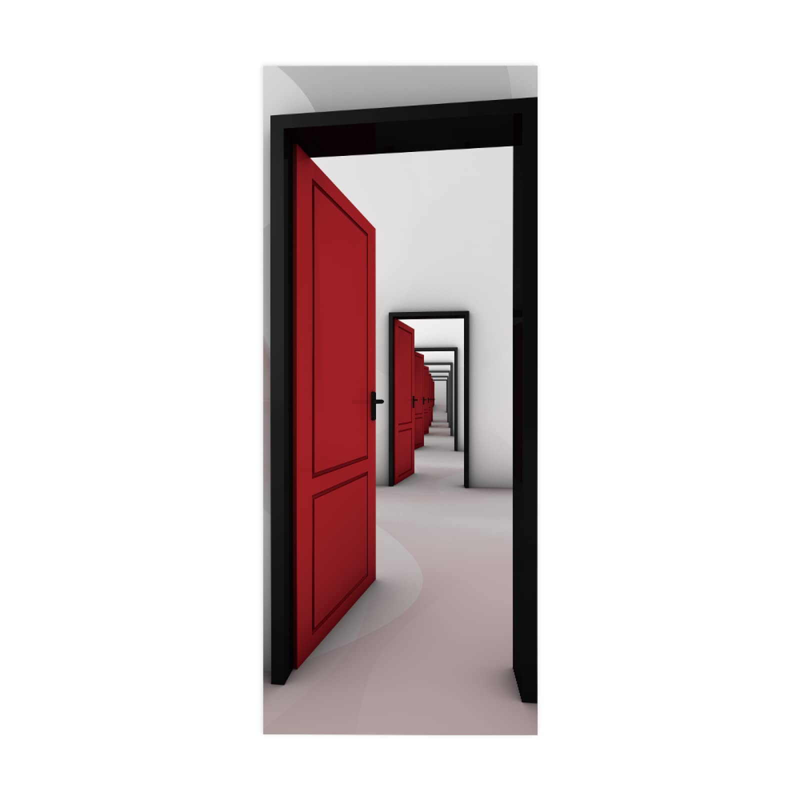 3D Door Sticker Red Door W85 x H205 cm Waterproof Mural Vinyl Wall for Interior Doors Livingroom Bedroom Bathroom Office Home Decor