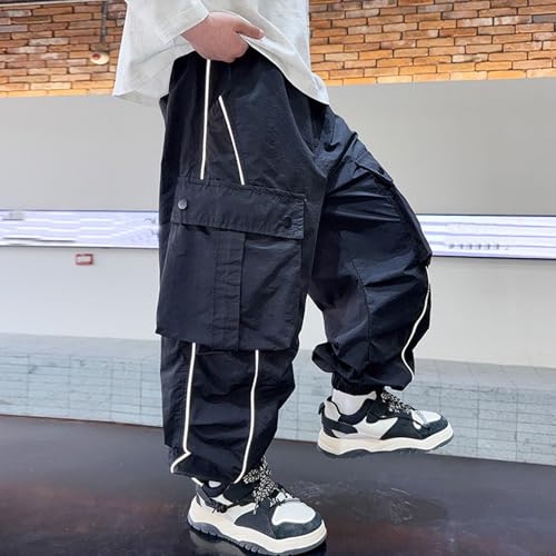 Trendy Boys Cargo Pants Casual Drawstring Baggy Harem Trousers with Pockets for Everyday Wear and Active Play4