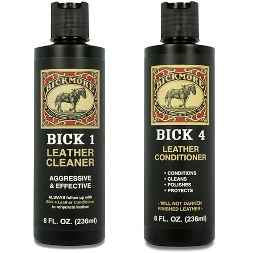 Bick 1 Leather Cleaner & Bick 4 Leather Conditioner - Will Not Darken Leather - Safe For All Colors of Leather Apparel, Furniture, Jackets, Shoes, Auto Interiors, Bags & Accessories