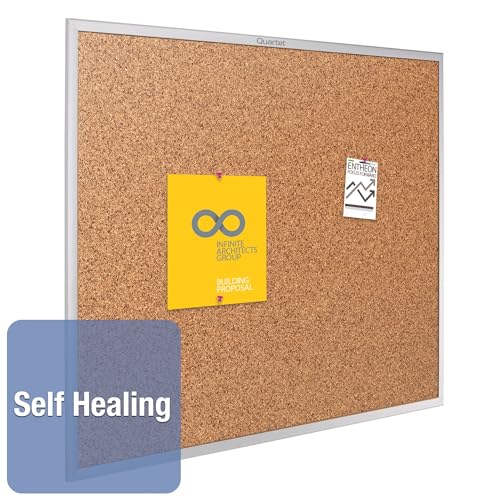 Image of Quartet Cork Bulletin Board, 5 x 3 Feet, Corkboard, Aluminum Frame (2305)