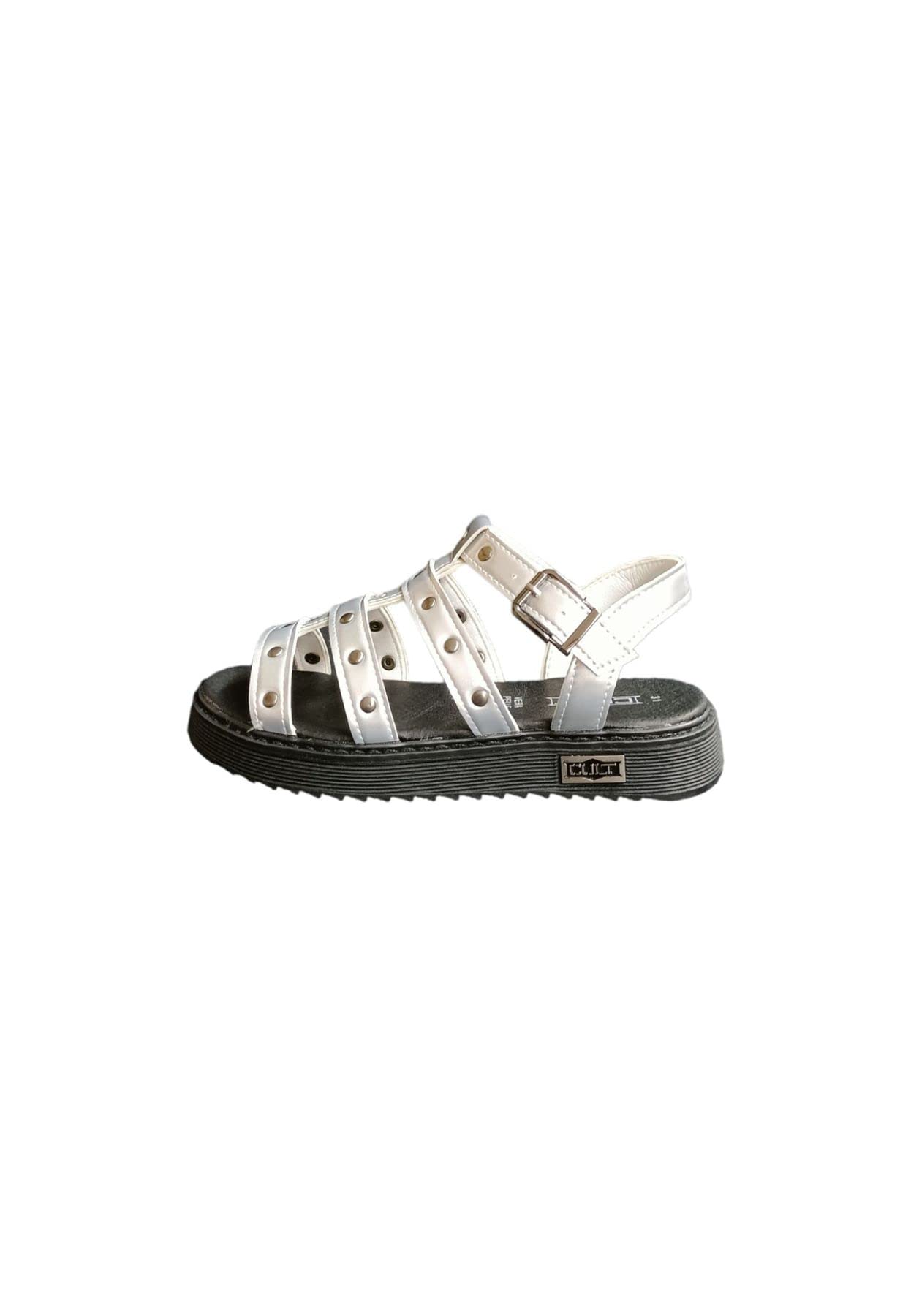 Cult Buty dziecięce Sandały Spacerowe CLJ004201000 -Model produktu: Sandał; -Typ Zamknięcia: Cholewka: Skóra z kołkami; -Wewnętrzna podszewka: Skóra; -Wkładka: Skóra; -Dno: g: ., Srebrny, 32 EU
