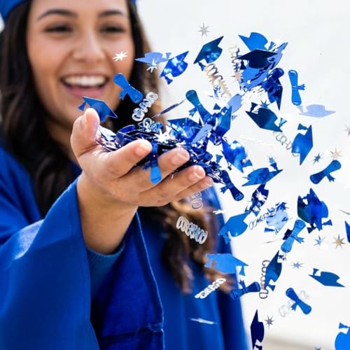 Image of Silver and Blue Graduation Confetti 2026, 1000 Pcs Class of 2026 Table Centerpiece Grad Confetti for 2026 Graduation Party Decorations Supplies