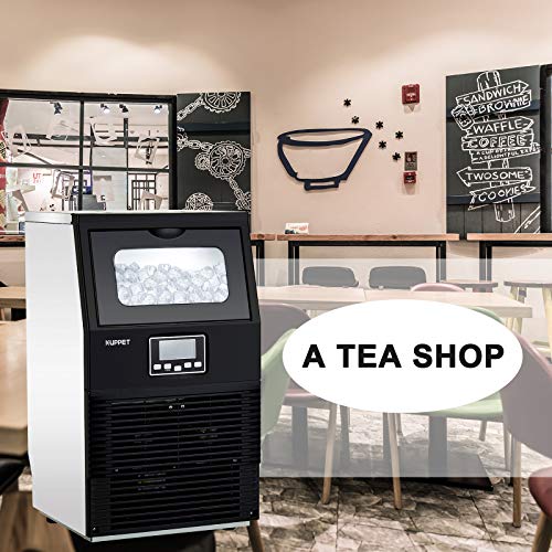 KUPPET Commercial Ice Maker, Freestanding Automatic Portable Ice Cube Machine, for Restaurants