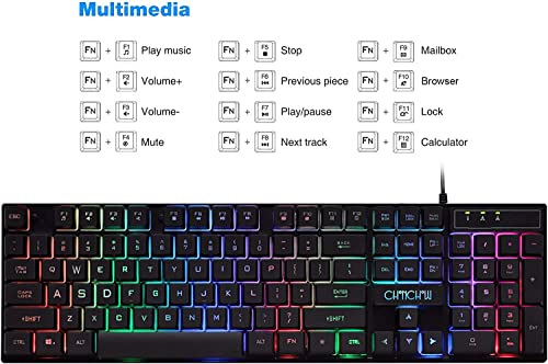 image for CHONCHOW Gaming Keyboard and Mouse Combo, LED Backlight Wired Rainbow 