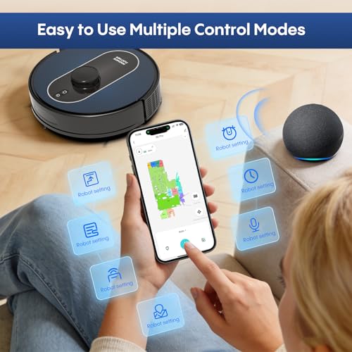 Image of Robot Vacuum and Mop Self-Emptying: 6000Pa Robotic Vacuum 5-In-1 LiDAR Navigation with No-Go Zones /Mapping for 90 Days Hands-Free Cleaning, APP /Alexa Robot Vacuum for Pet Hair & Carpet & Hard Floor