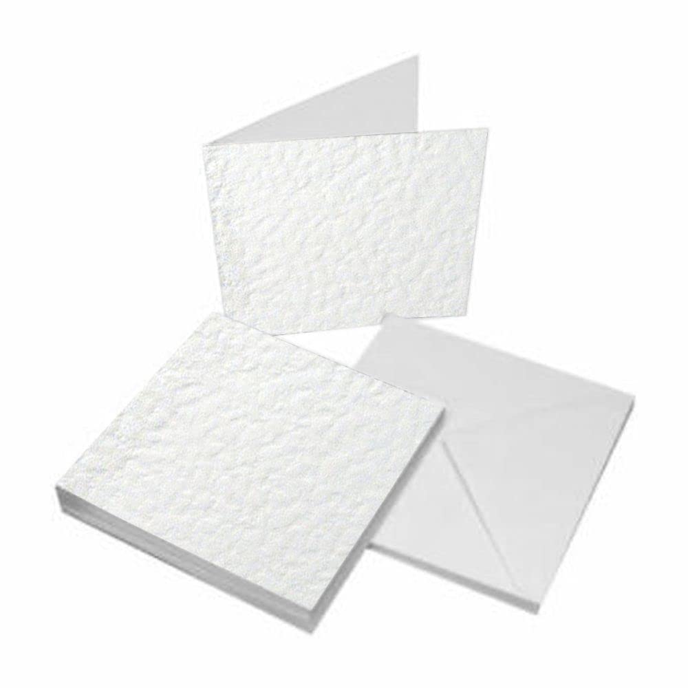 3 Ace Crafts 6 x 6 White Hammered Cards and Envelopes for Card Making (10) Birthday, Wedding Invitation, Paper for Craft Making, Thank You Cards with Envelope, Valentine's Day, Thanksgiving, Christmas