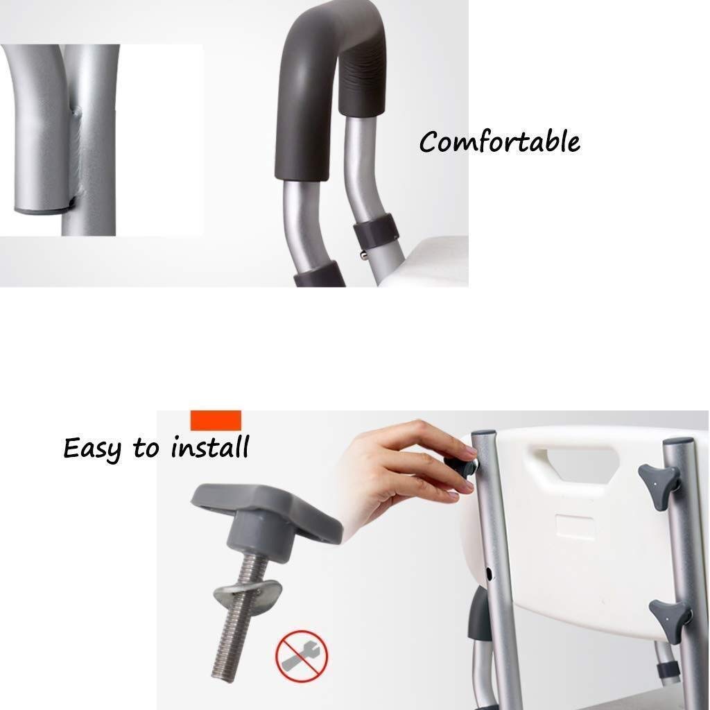 Taburete para Ducha Asiento de baño Flotador Altura Regulable con apoyabrazos Aluminio Ligero con Respaldo Personas Mayores con discapacidad Taburete para Ducha, Seguridad para per