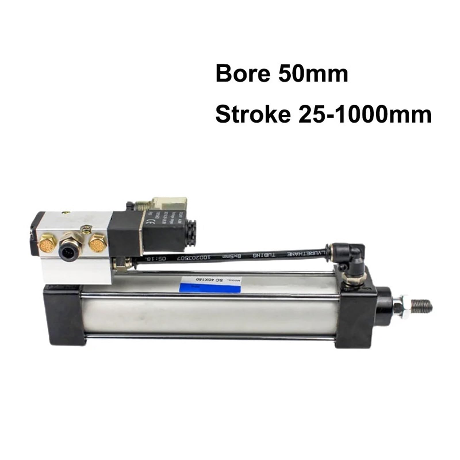 Magnetventil Standard Pneumatisch SC Eingebauter Zylinder Bohrung 50 mm Hub 25-1000 mm Zylinder Set ohne Magnet (SCF50x200, AC220V)