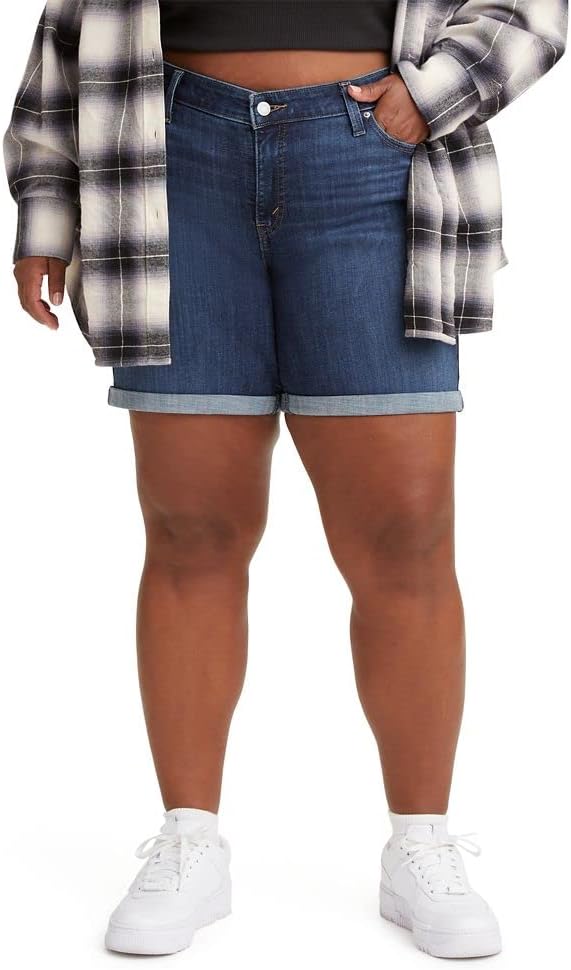 Levi's Women's Mid Length Shorts Plus Size 24 Plus Lapis Smile - Medium Indigo