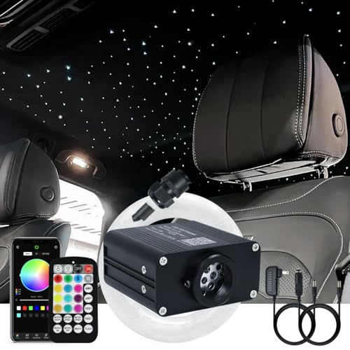 Image of AKEPO 16W Small Size RGBW Twinkle Fiber Optic Lights kit, 200pcs 0.03in 9.8ft /3m Optical Fiber + APP Control+ Music Activated Starlight Headliner Kit for Car /Star Ceiling Light for Home