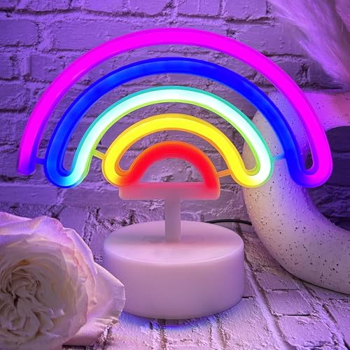VIFULIN Rainbow Neon Sign - USB or Battery Operated LED Light for Classroom, Girls Bedroom, Kids Table Decor