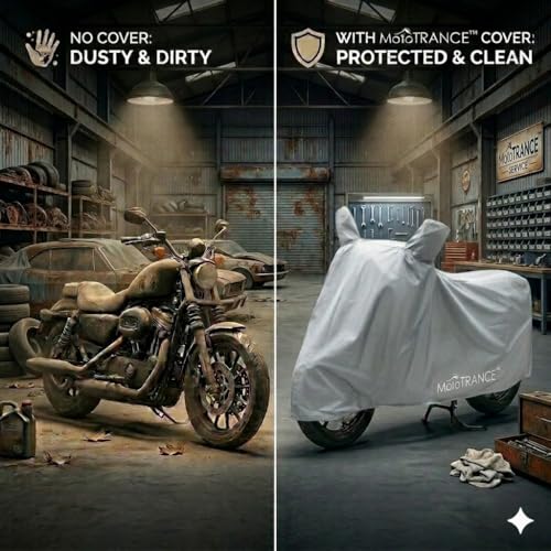Image of Mototrance All Weather Protection Two Wheeler Cover for All Activa, Scooter, Scooty & Bikes Upto 150CC | Anti Dust, Water Resistant, Heat Resistant, Mirror Pocket Bike Body Cover | Solid Silver