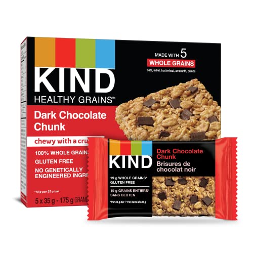 KIND Healthy Grains Bars, Dark Chocolate Chunk, Gluten Free, 35 Grams, 5 Count