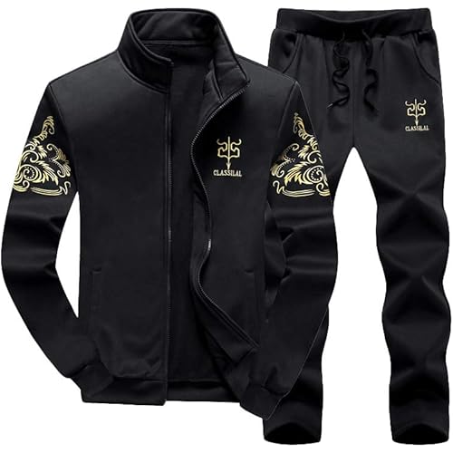 PASOK Men's Casual Tracksuit Full Zip Running Jogging Athletic Sports Jacket and Pants Set