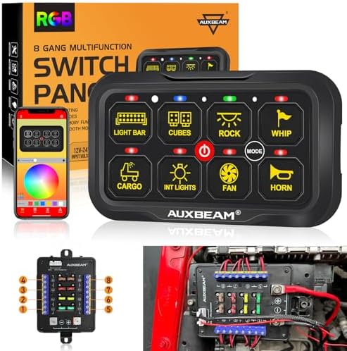 Auxbeam 8 Gang Switch Panel Bluetooth AR-820 with RGB APP Control 3 Modes