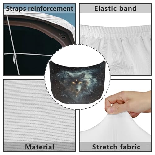 Image of Car Hood Cover,Winter Decoration Car Hood Cover Protector Suitable Most Automotive Sedans Trucks Pickup Sports Cars,Car Accessories Wolf Starry Sky Print