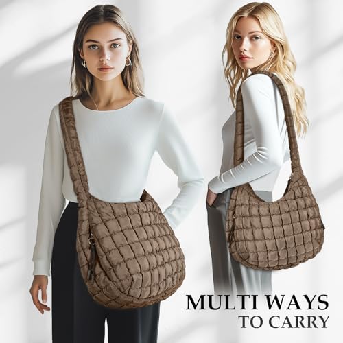 Image of Puffer Tote Bag Quilted Carryall Bag Crossbody Bag Puffy Shoulder Bag for Women Lightweight Hobo Bags