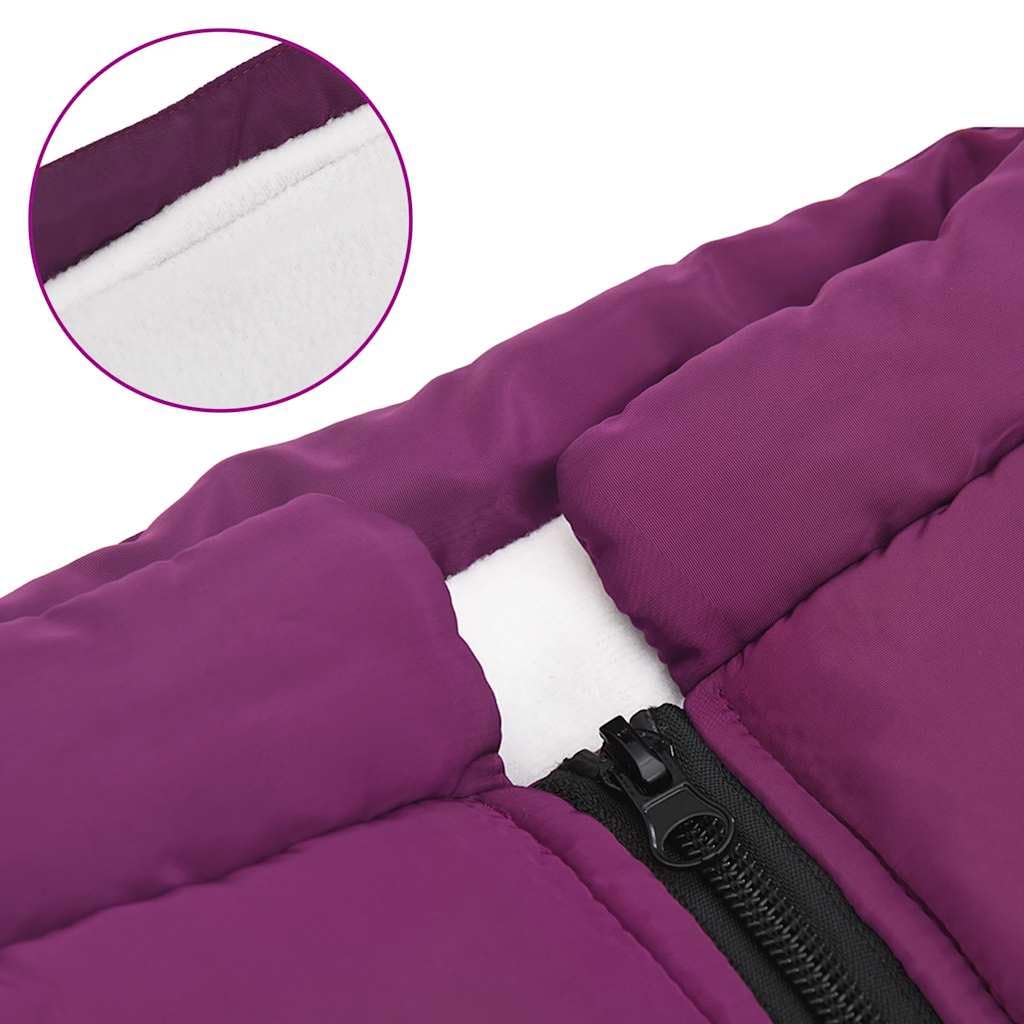 Hundemantel mit Geschirr wasserdicht reflektierend violett L44 aus Polyester mit Fleece, verstellbar für Spaziergang und Outdoor bei Regen, Wind und Kälte
