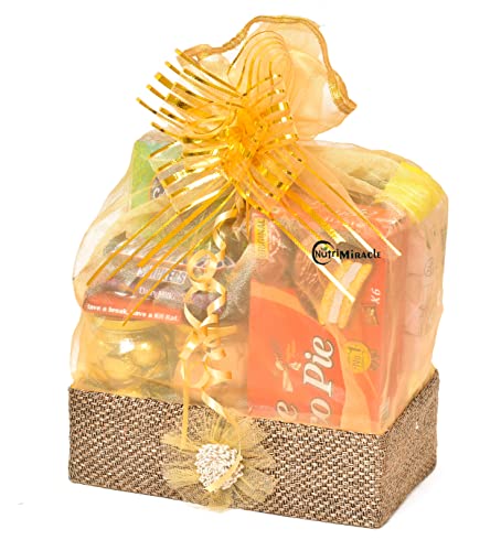 Image of NUTRI MIRACLE Diwali Chocolate Gift Hamper for Family and Friends | Corporate Luxury Chocolates Combo Gift Basket with Candles