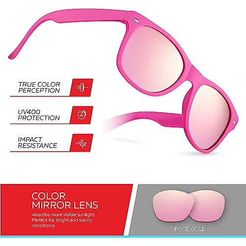Image of Retro Rewind Kids Sunglasses for Boys Girls Age 3-12 - Shatterproof UV400 Toddler Children Sun Glasses