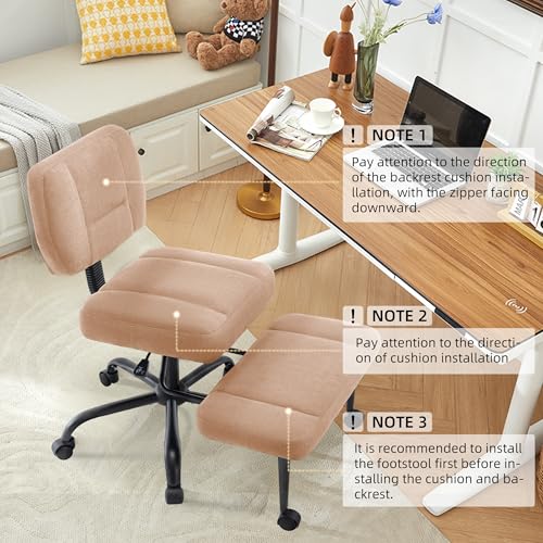 Image of Criss Cross Legged Office Chair with Wheels,Swivel Meditation Chair for ADHD,Ergonomic Desk Chair with Thicken Adjustable Footstool,Fabric Sitting Fidgeting Kneeling Chair for Home Yoga Brown