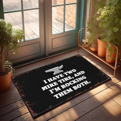 TRBW Welcome Mats Funny I Have Two Tire, and I'm