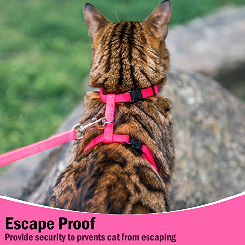 PUPTECK Adjustable Cat Harness and Leash Set Escape Proof Kitten Strap Collar for Walking Travel, Hot Pink - Image 5