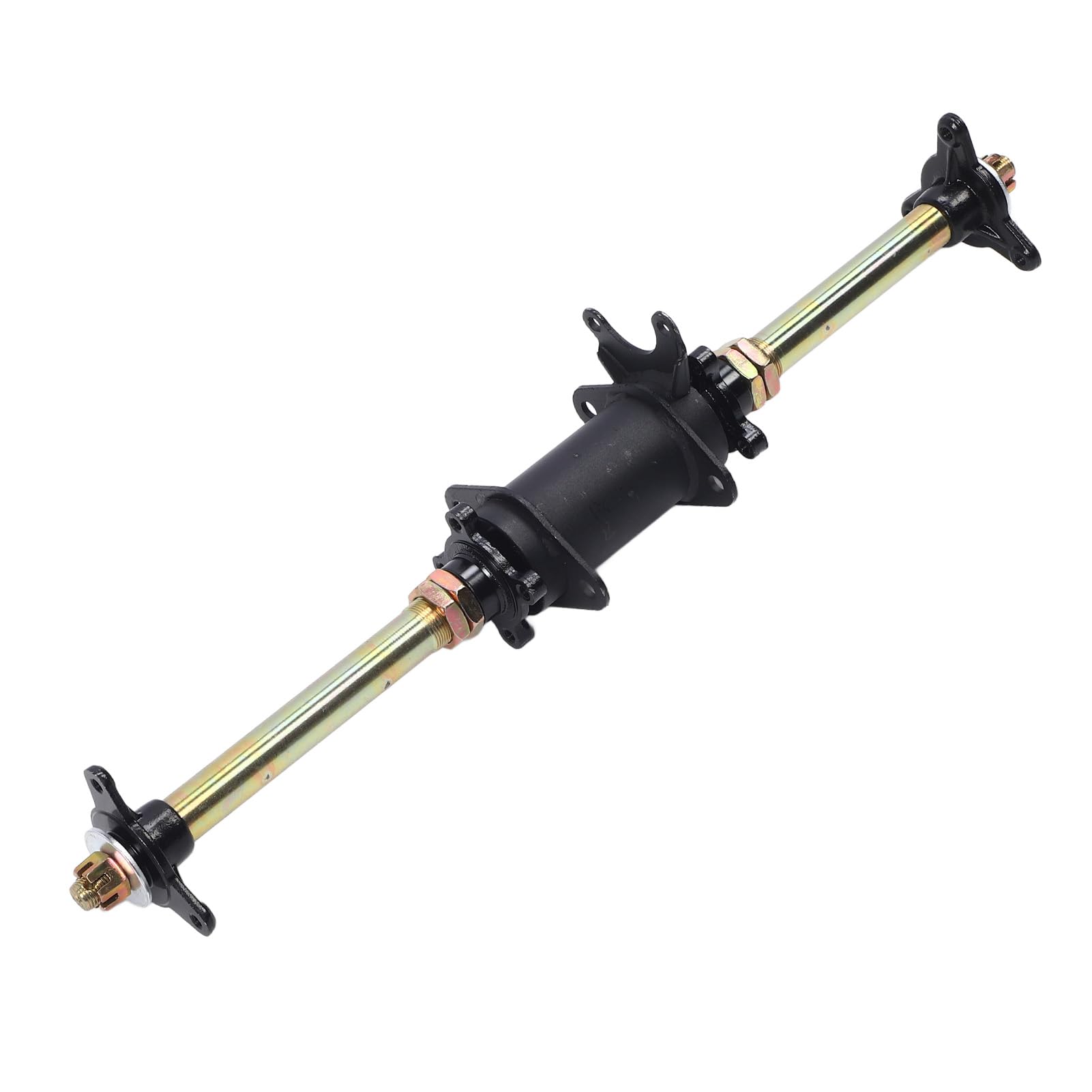 Dilwe Zestaw Tylnej Osi Gokartowej Zespół Tylnej Osi ze Stopu Stali 650 Mm X 25 Mm z Kołem łańcuchowym Kołnierze Piasty Tarczy Hamulcowej do Kartingu ATV Off Road Drift Trike DIY
