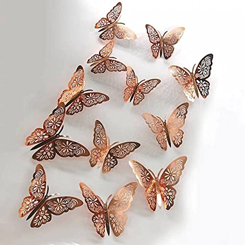 WandSticker4U®- 36er DEKO SCHMETTERLINGE roségold Metallic I 3D Papier Schmetterling für Wohnzimmer Kinder-zimmer Mädchen Küche Fenster Möbel Hochzeit Party Wand-Tisch-Deko Geschenke